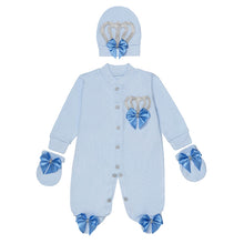 Load image into Gallery viewer, " MILORD " BLUE" JERSEY COTTON SPARKLING BABY SET. HANDMADE.
