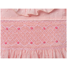 Load image into Gallery viewer, PINK "DOLCE" SWISS DOT HAND SMOCKED DRESS. LIMITED