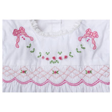 Load image into Gallery viewer, WHITE " ORNELLA " HAND-SMOCKED, EMBROIDERED DRESS