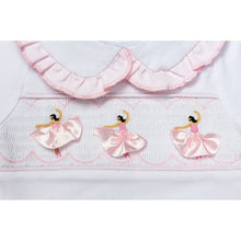 Load image into Gallery viewer, " FLAMENCO " WHITE, SMOCKED, HAND-EMBROIDERED BABYGROW.