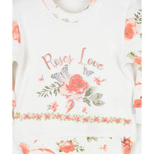 Load image into Gallery viewer, BABY GIRLS PINK FLORAL " ALICE " COTTON TOP, TROUSERS @ BANDANA SET