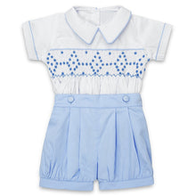 Load image into Gallery viewer, "CAVALIER" HAND-SMOCKED HAND EMBROIDERED SHIRT @ SHORTS SET. LIMITED!!