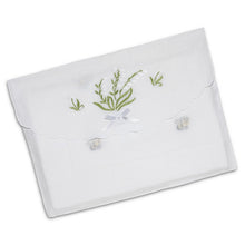 Load image into Gallery viewer, " BUSY BEE" EMBROIDERED HEMSTITCHED COTTON/LINEN BABY BED SET @ GIFT BAG.