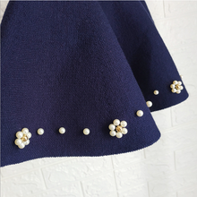Load image into Gallery viewer, " KAREN " NAVY BLUE PEARL EMBELLISHED KNITTED FLARE SKIRT