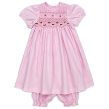 Load image into Gallery viewer, "COTTON CANDY" PINK HAND-SMOCKED PYJAMAS SET WITH MATCHING GIFT BAG.
