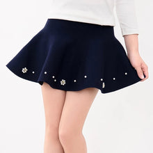 Load image into Gallery viewer, " KAREN " NAVY BLUE PEARL EMBELLISHED KNITTED FLARE SKIRT