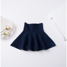 Load image into Gallery viewer, " REBECCA " FLARE KNITTED NAVY BLUE FUR EMBELLISHED SKIRT