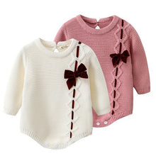 Load image into Gallery viewer, " STELLA " WHITE VELVET BOW KNITTED SHORTIE. END OF STOCK