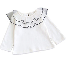 Load image into Gallery viewer, BABY GIRLS IVORY COTTON/JERSEY " BEBE " RUFFLE COLLAR TOP