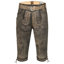 Load image into Gallery viewer, Valuable Mens Trachten Lederhose Kniebundhose Traditional in rustic antique gray