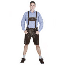 Load image into Gallery viewer, Men's Trachten Lederhose short made of fine cowhide leather, dark brown