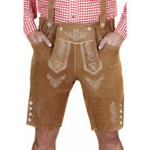 Load image into Gallery viewer, Men's Trachten Lederhose short made of fine cowhide leather, light brown
