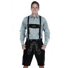 Load image into Gallery viewer, Men's Trachten Lederhose short made of fine cowhide leather, black