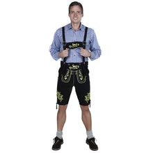 Load image into Gallery viewer, Men's Trachten Lederhose short made of fine cowhide leather, black