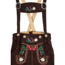 Load image into Gallery viewer, Men's costumes short-leather pants with attractive flora and fauna embroidery and removable suspenders, dark brown