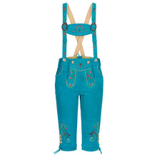 Load image into Gallery viewer, Ladies leather pants sky blue knee breeches made of fine cowhide leather