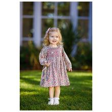 Load image into Gallery viewer, " WINTER BLOOMS" TRADITIONAL FLORAL HAND-SMOCKED DRESS. LIMITED - NEW ARRIVAL