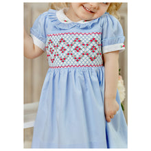 Load image into Gallery viewer, " MADEMOISELLE" BLUE TRADITIONAL HAND-SMOCKED DRESS. LIMITED