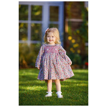 Load image into Gallery viewer, " WINTER BLOOMS" TRADITIONAL FLORAL HAND-SMOCKED DRESS. LIMITED - NEW ARRIVAL
