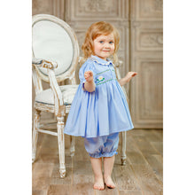 Load image into Gallery viewer, " DAISY " BLUE HAND-SMOCKED TRADITIONAL PYJAMAS SET. LIMITED