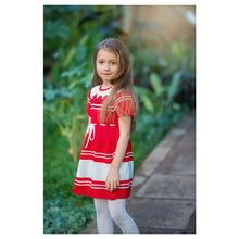 Load image into Gallery viewer, RED COTTON KNIT FLOWER EMBROIDERED "KARMEN" DRESS