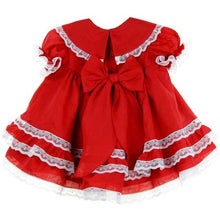Load image into Gallery viewer, " GORGEOUS KATHE" DARK RED LACE & EMBROIDERED DRESS & BLOOMERS SET.