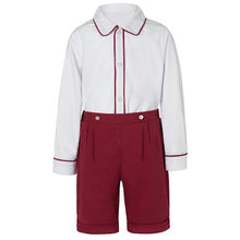 Load image into Gallery viewer, BURGUNDY SHORTS & WHITE CLASSIC SHIRT BUSTER SUIT