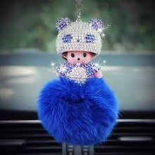 Load image into Gallery viewer, PACK OF 4 FLUFFY MONCHICHI GIRL RHINESTONE CRYSTAL KEY CHAIN FASHION DOLL HANDBAG PENDANT CHARM.