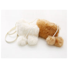 Load image into Gallery viewer, TWO ADORABLE SYNTHETIC FUR IVORY & HONEY COLOURS POM-POM SHOULDER BAG.