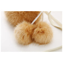 Load image into Gallery viewer, TWO ADORABLE SYNTHETIC FUR IVORY & HONEY COLOURS POM-POM SHOULDER BAG.
