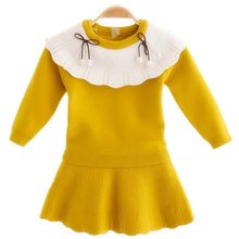 Load image into Gallery viewer, " TINA " ANGORA/WOOL BLEND MUSTARD/YELLOW KNITTED CARDIGAN @ SKIRT SET