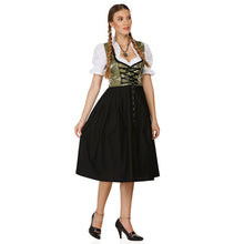 Load image into Gallery viewer, Velvety 3-piece Dirndl with apron and blouse costume with exciting floral embroidery