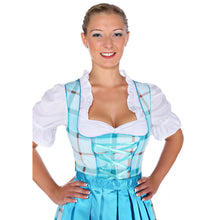 Load image into Gallery viewer, Blue-blooded 3-piece KaroDirndl with apron and blouse