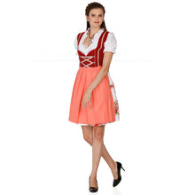 Load image into Gallery viewer, 3tlg. Dirndl Midi 60cm red with apron and blouse