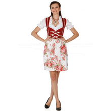Load image into Gallery viewer, 3tlg. Dirndl Midi 60cm red with apron and blouse