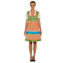 Load image into Gallery viewer, 3tlg. Good mood dirndl black red orange plaid with blouse and apron