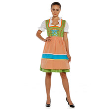 Load image into Gallery viewer, 3tlg. Good mood dirndl black red orange plaid with blouse and apron