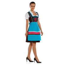 Load image into Gallery viewer, 3tlg. Dirndl Black Light blue with blouse and apron