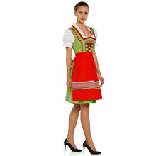 Load image into Gallery viewer, Contrast-rich balcony Dirndl 3 pieces green and red