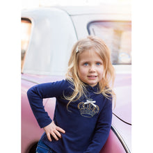 Load image into Gallery viewer, NAVY BLUE COTTON LONG-SLEEVED " JEWEL CROWN" GLAM JERSEY TOP