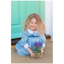 Load image into Gallery viewer, BLUE COTTON LONG SLEEVED HAND SMOCKED DRESS - CLEARANCE