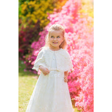 Load image into Gallery viewer, GIRLS CHAMPAGNE BEIGE TULLE BEADED & EMBROIDERED DRESS. CLEARANCE!