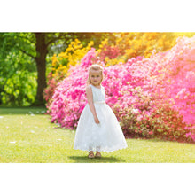 Load image into Gallery viewer, GIRLS CHAMPAGNE BEIGE TULLE BEADED & EMBROIDERED DRESS. CLEARANCE!