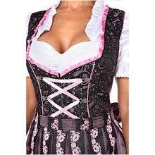 Load image into Gallery viewer, Black 3 pcs. Dirndl with pink paisley pattern
