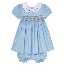 Load image into Gallery viewer, BLUE PIQUE COTTON HAND SMOCKED "BETTY" 2 PIECE OUTFIT