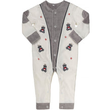 Load image into Gallery viewer, " TEDDIES FOR BABIES " IVORY VELOUR EMBROIDERED BABYGROW