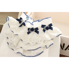 Load image into Gallery viewer, GIRLS IVORY & NAVY RUFFLE NECK COTTON JERSEY " CHARMELLE " SMART TOP