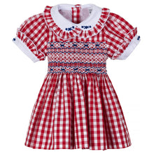 Load image into Gallery viewer, " LOTTIE " FRONT @ BACK HAND-SMOCKED CHECK DRESS. LIMITED
