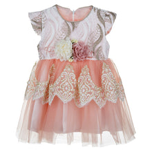 Load image into Gallery viewer, BABY GIRL BROCADE " POMPADOUR " PEACH PINK OCCASION DRESS
