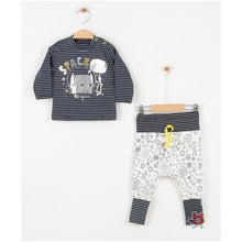 Load image into Gallery viewer, BABY BOYS " SPACE " METALLIC PRINTED TOP, BOTTOM &amp; HAT 3 PIECE SET
